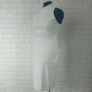 White Sleeveless Mockneck Dress